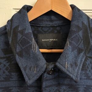 Banana Republic Men's Blue Patterned Shirt Jacket